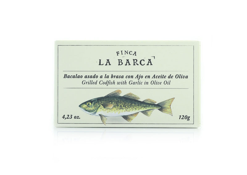 Bacalao asado a la barasa con Ajo en Aceite de Oliva - La Barca